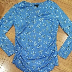 Halogen Blue Floral Long Sleeve Top